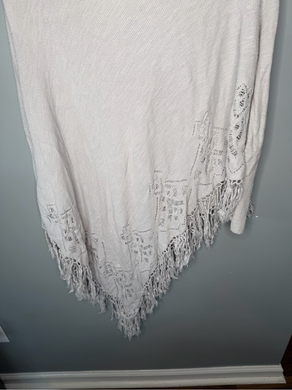 Free People Lace Detail Fringe Asymmetrical Poncho - Picture 7 of 10
